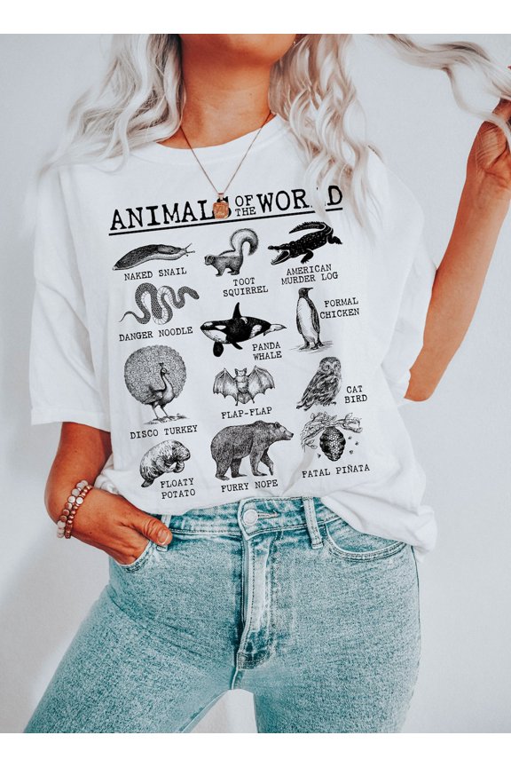 Animals Of The World | Desindie | Unisex Relaxed Jersey T-Shirt For Women All Size S-5XL