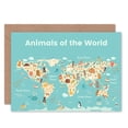 thumbnail image 1 of Animals Of The World Map Greetings Card Plus Envelope Blank inside, 1 of 3