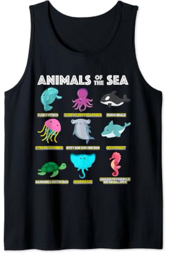 Animals Of The World Sea Creatures Ocean Meme Tank Top Size S-3XL