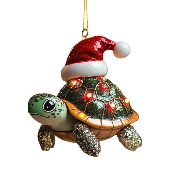 Animals Ornaments Santa-Hat Turtle Acrylic Ornament Cute Christmas Hanging Decor christmas decorations