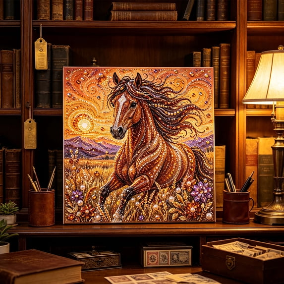 Animals Pearl Diamond Art Kits | 5D Diamond Art Accessories for Beginners, DIY Animal Special Shape Gem Art Craft for Adults,Home Wall Art Decor (Horse)