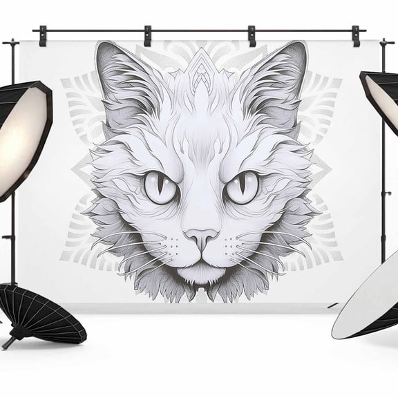 Animals Pet Backdrop for Photography, Cat Flowers and Kitty Photo Backdrop Portrait Background Party Banner Photo Backgrounds for Studio Booth Props, 7x5ft
