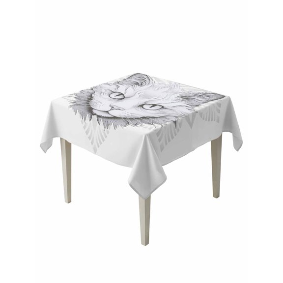 Animals Pet Table Cloth 54x54 Inch Square, Cat Flowers and Kitty Waterproof Tablecloth Washable Table Cover for Party Picnic Dinner Decor