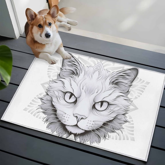 Animals Pet Washable Area Rug 2x3 Cat Flowers and Kitty Low-Profile Area Rugs with Non Slip Backing Indoor Floor Carpet for Entrance Living Room Bedroom Home Office