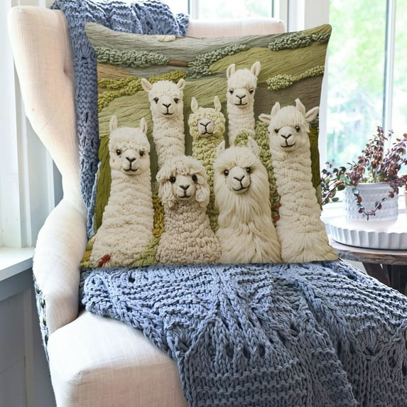 Animals Print Pillow Cover Set - 18x18 inch Cute Alpaca Corgi Sheep Decorative Cushion Covers, Decorative Throw Pillow Cases for Bedroom Living Room Sofa (45x45cm)