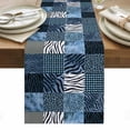 Animals Print Plaid Table Runner Blue Checkered Leopard Textured ...