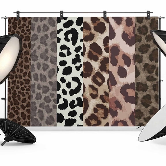 Animals Printed Striped Backdrop for Photoshoot,Photography Photo Studio Background Wall Backdrop,Rustic Country Leopard Textured Back Drop Banner Panel for Portraits Wedding Live Streaming 8x6Ft