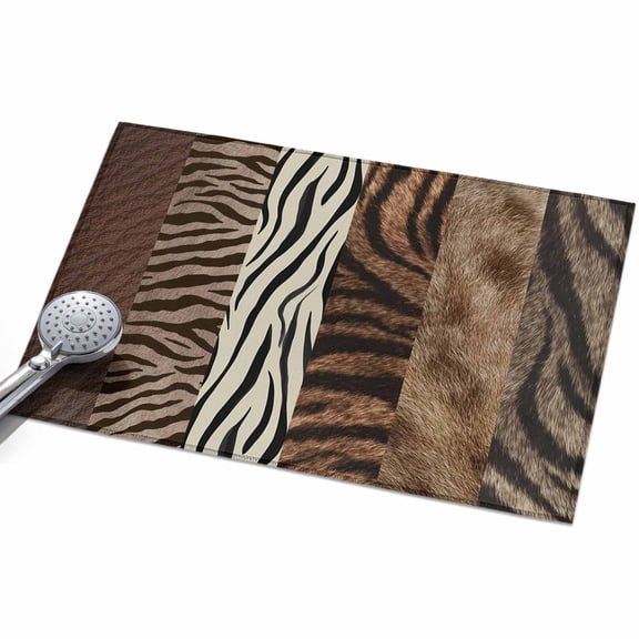 Animals Printed Striped Entryway Rug 2x3ft Washable Non Slip Bathroom Rug Low Pile Indoor Floor Front Door Mat Rustic Country Zebra Textured Rectangle Area Rugs Carpet for Kitchen Office Dining Room