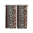 thumbnail image 1 of Animals Printed Striped Living Room Curtains 2 Panel, Rustic Country Leopard Textured Cafe Window Treatment, Extra Long Farmhouse Bedroom Bathroom Kitchen Curtains Drapes 104"x72", 1 of 6