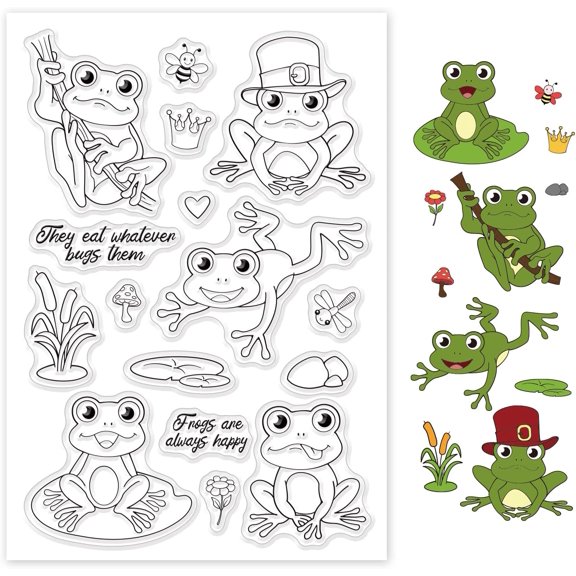 Animals Silicone Clear Stamps Frogs Transparent Stamp for Birthday Easter Valentine's Day Cards Making DIY Scrapbooking Photo Album Decoration Paper Craft