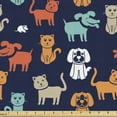 thumbnail image 1 of Ambesonne Animals Fabric by the Yard Upholstery, Cat Dog and Mouse, 3 Yards, Multicolor, 1 of 4