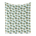 thumbnail image 1 of Animals Soft Flannel Fleece Throw Blanket, Cheetah Illustrations Posing Differently in the Jungle, Cozy Plush for Indoor and Outdoor Use, 50" x 60", Orange Dark Teal, by Ambesonne, 1 of 6