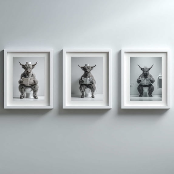Animals Taking a Bath Abstract Funny Canvas Painting Print Wall Art for Living Room Bathroom Decoration Frameless