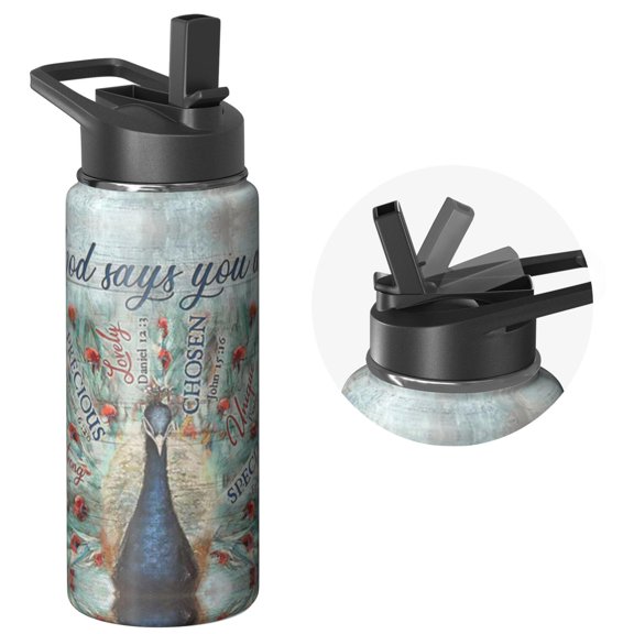 Animals Themed Inspired 18oz Stainless Steel Animals Themed Water Bottle Camping Hiking Sports Vacuum Insulated Leak Proof Hot Cold