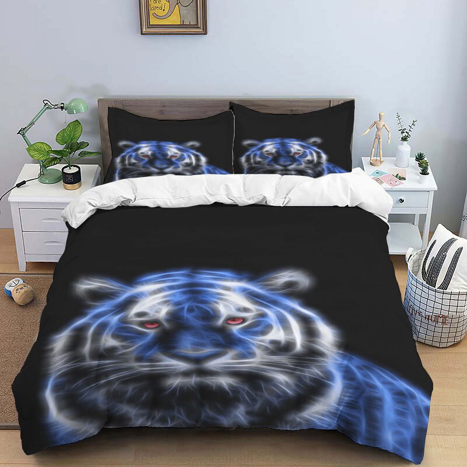 Animals Tiger Bedding Sets Ice Fire Tiger Duvet Cover Jungle Wildlife