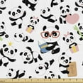thumbnail image 1 of Animals Upholstery Fabric by the Yard, Cartoon Pandas Image Along Hearts Gift Box and Books in Style Print, Decorative Fabric for DIY and Home Accents, Multicolor by Ambesonne, 1 of 5