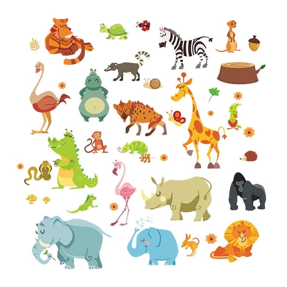Animals Wall Stickers for Kids Baby Home Poster MonkeyElephant Horse Wall Decals