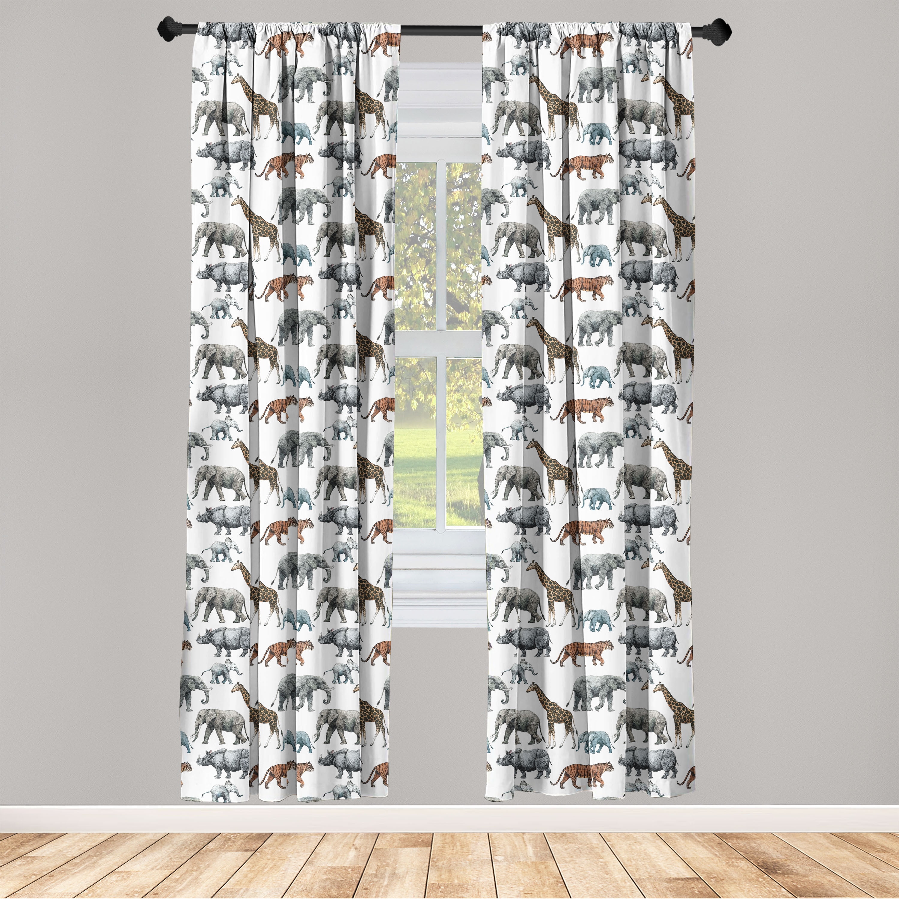 Feelyou White Tiger Curtains - 3D Safari Animal Print Blackout Drapes, 84 X 90 Inches, Set Of 2 Panels