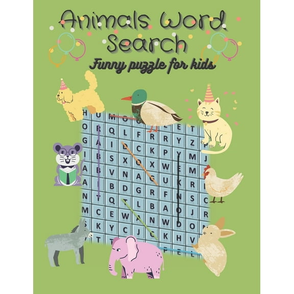 Animals Word Search Puzzle: Funny, Easy, and Edicational Animals word search puzzles with solution for kids (35 puzzle + animals quizzes with solutions). puzzle book with 94 pages. (Paperback)