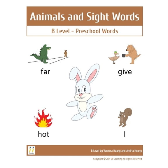 Animals and Sight Words B level: Preschool words (Paperback)