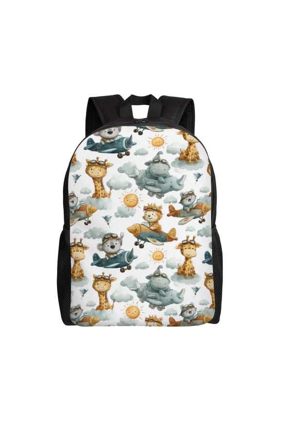Animals flying in planes Backpack with 15 Inch Laptop Compartment,Water-Resistant Daypack, Large Capacity Backpack with Adjustable Breathable Shoulder Straps for Daily Use Travel Gym