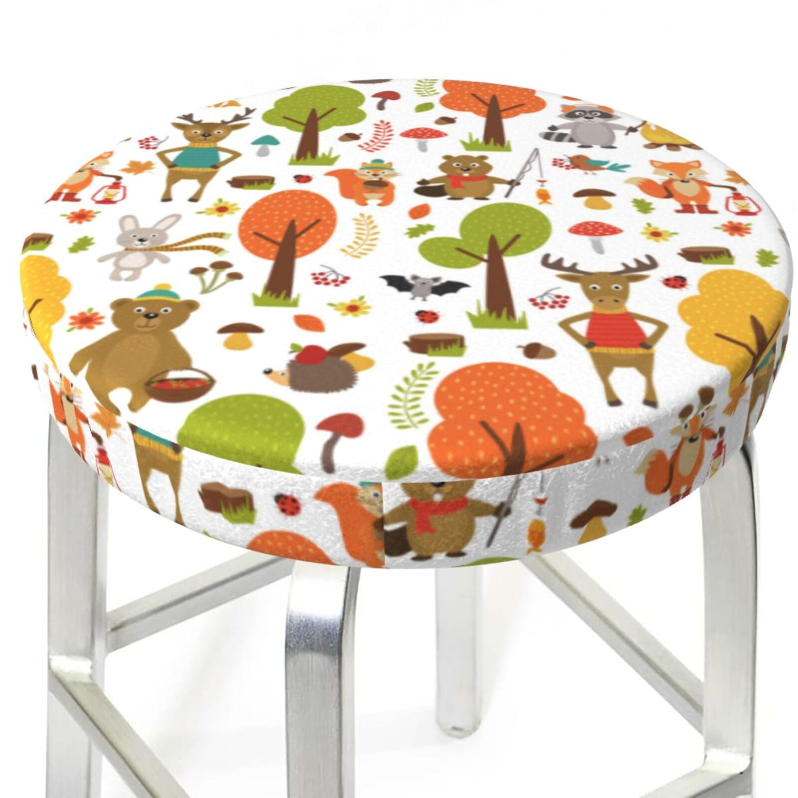 Animals forest Stool Covers Round Bar Stool Covers, Round Bar Stool