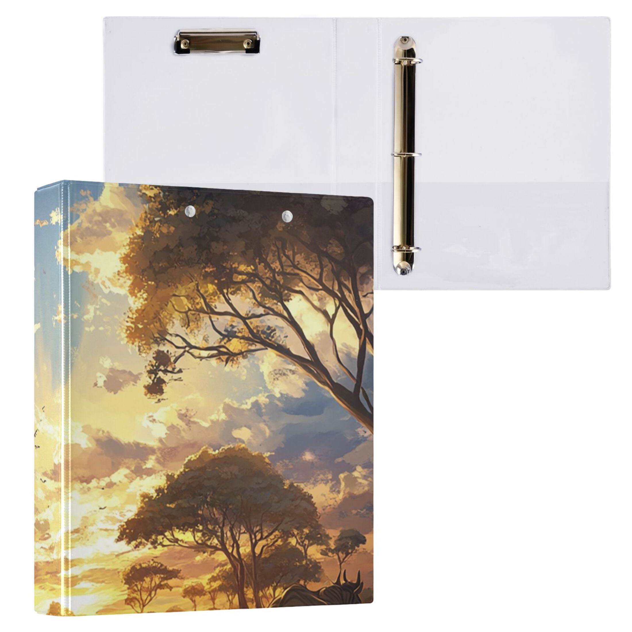 Animals in Jungle 3 Ring Binders 1.5 inch Hardcover File Folders with Interior Pockets A4 Size Organizer for School Office Hospital Set of 2