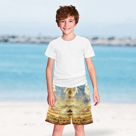 Animals in Jungle Boys Swim Trunks Boardshorts Swimsuit Quick Dry Board Shorts Bathing Suit 2-12T