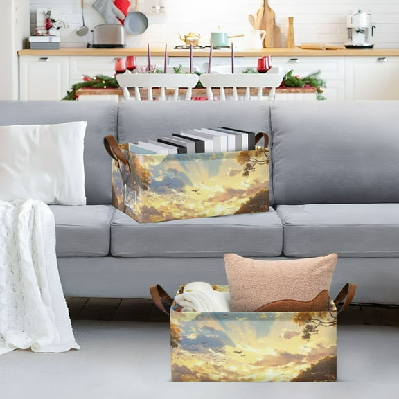 Animals in Jungle Storage Bins with Handles Foldable Storage Baskets for Shelves Organizer Cloth Baskets