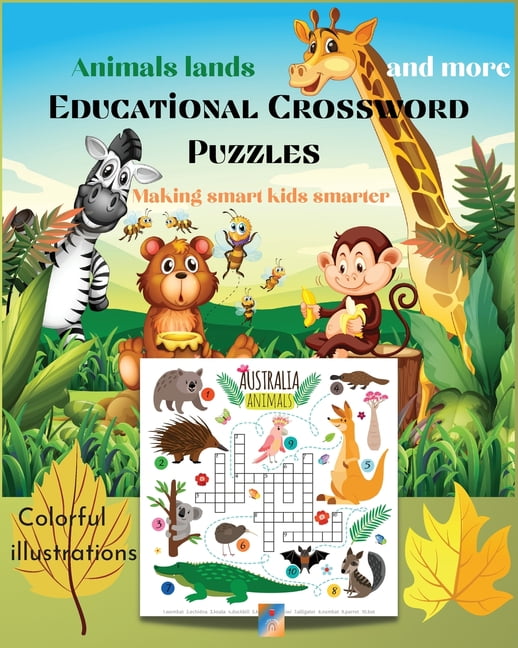 Animals lands and more Educational Crossword Puzzles Making smart kids smarter Colorful