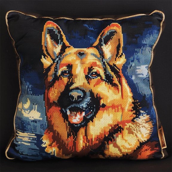 Animals latch hook pillow kits German Shepherd Dog Latch Hook Cushion Kit DIY Pillow Cover Making Craft Printed Canvas for Beginners Embroidery Crafting 17x17In
