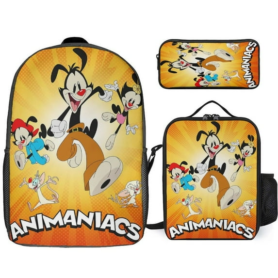 Animaniacs Backpacks 3 Piece Set Bookbag with Lunch Bag And Pencil Case