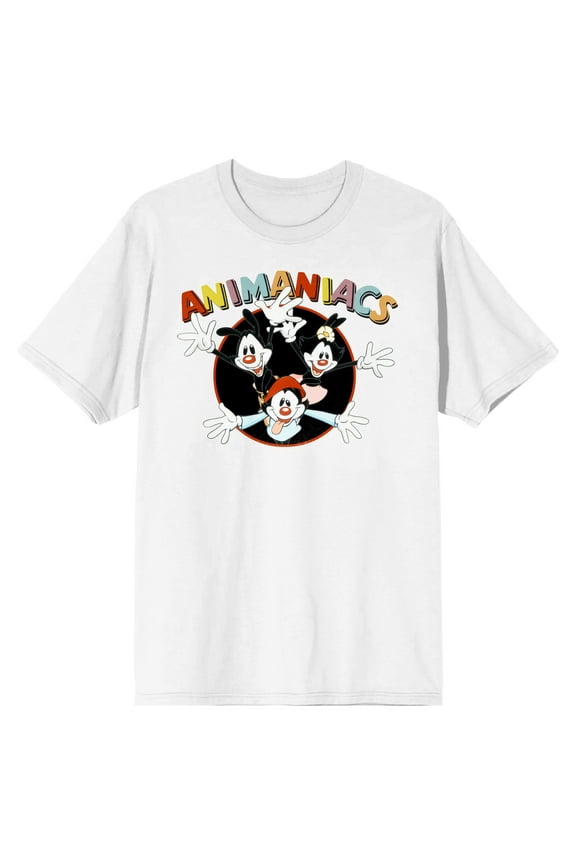 Animaniacs Cartoon Men's Yakko Wakko Dot Logo White Graphic T-Shirt - 4XLB