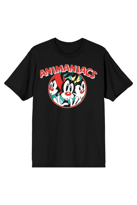 Animaniacs Cartoon Sibling Circle Men's Black T-shirt-3XL