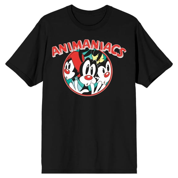 Animaniacs Cartoon Sibling Circle Men's Black T-shirt-XL