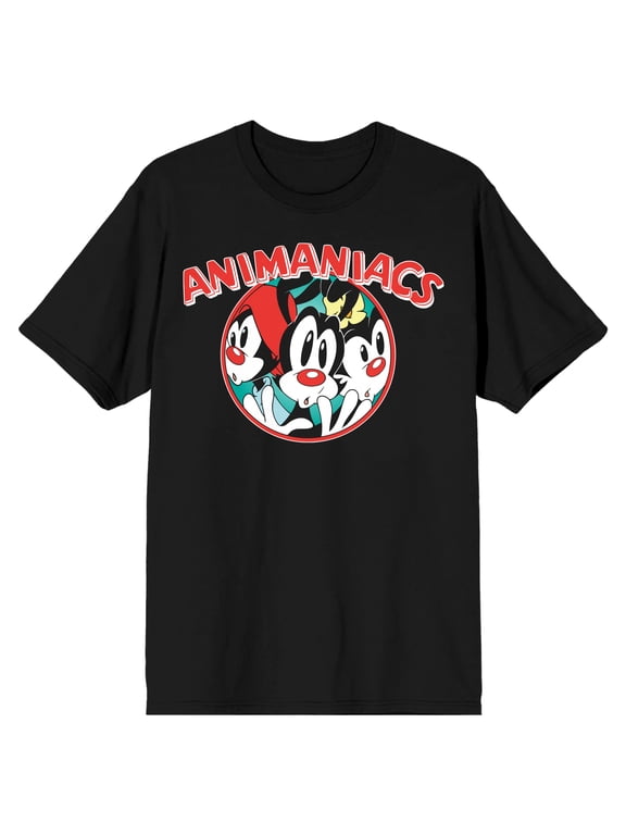 Animaniacs Cartoon Sibling Circle Men's Black T-shirt-XL