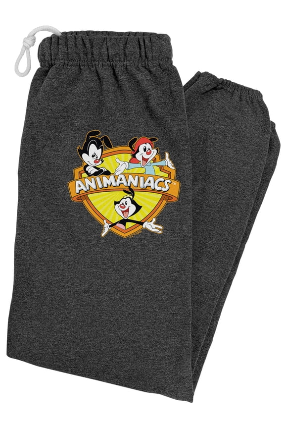 Animaniacs Crest Unisex Jogger Sweatpants for Men and Women, Charcoal Heather, Large