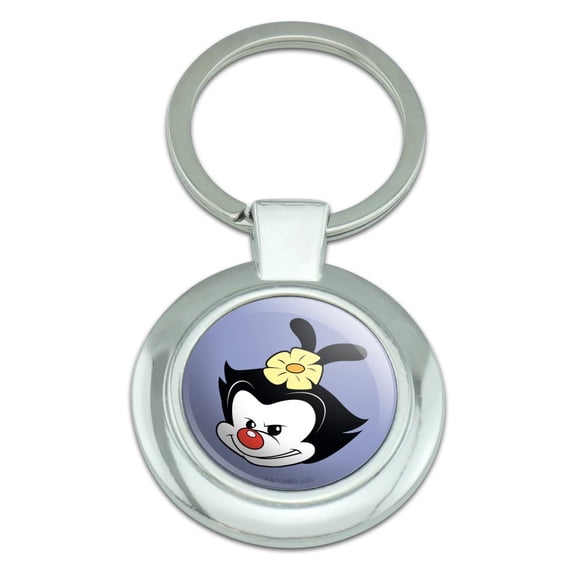 Animaniacs Dot Head Keychain Classy Round Chrome Plated Metal
