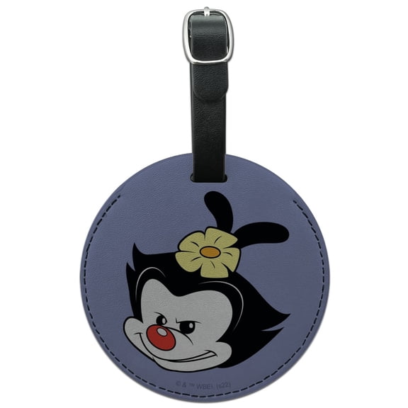 Animaniacs Dot Head Round Leather Luggage Card Suitcase Carry-On ID Tag