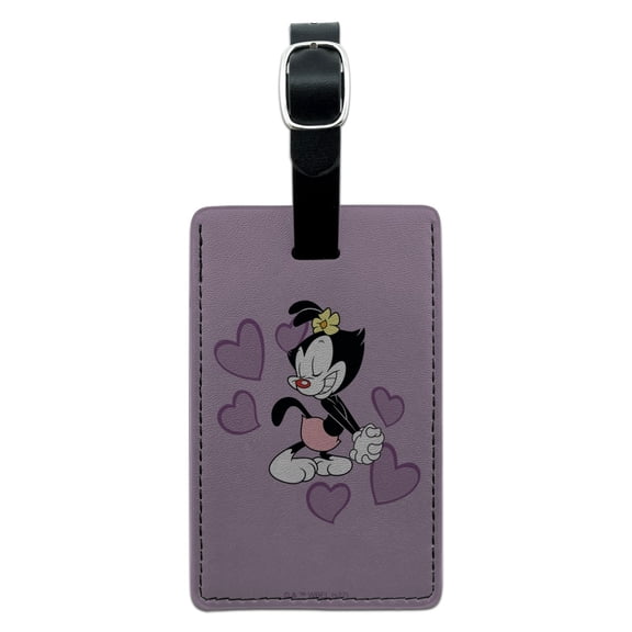 Animaniacs Dot Hearts Rectangle Leather Luggage Card Suitcase Carry-On ID Tag