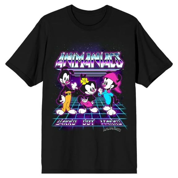 Animaniacs Dot, Wakko, and Yakko Warner Men's Black Graphic Tee-Medium