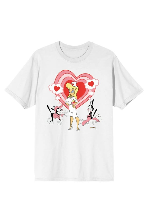 Animaniacs Hello Nurse Men's White T-shirt-3X-Large