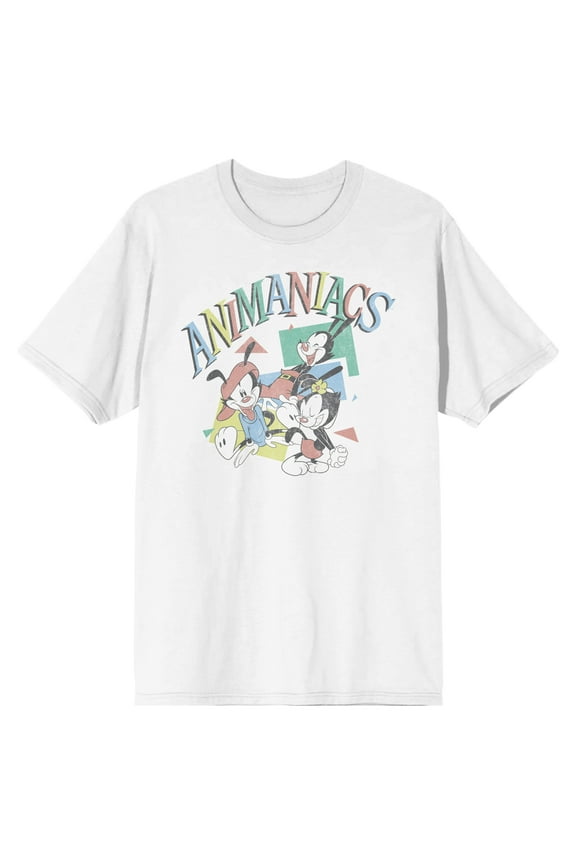Animaniacs Logo and Characters Men's White T-shirt-Large