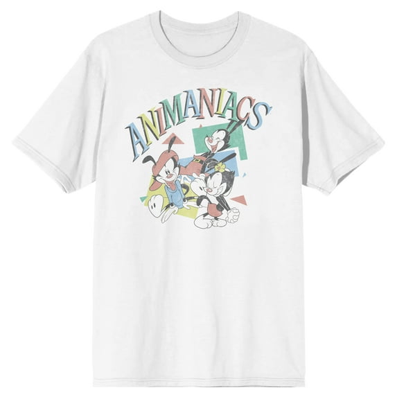 Animaniacs Logo and Characters Men's White T-shirt-XL