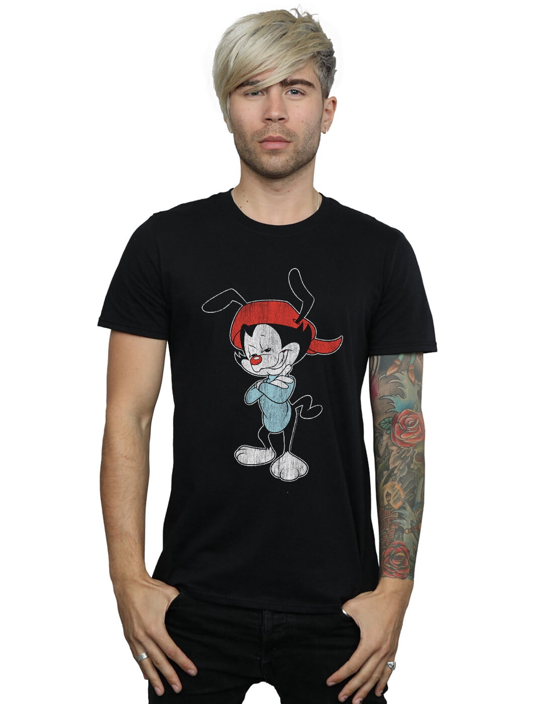 Official Animaniacs Men's T-Shirt - Wakko Classic Pose Design, Slim Fit, 100% Ringspun Cotton (Heather Blends Vary) - View #4