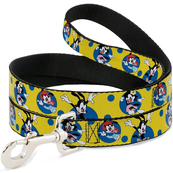 Animaniacs Pet Leash, Dog Leash, Animaniacs Yakko Wakko and Dot Poses Yellow, 4 Feet Long 1.0 Inch Wide
