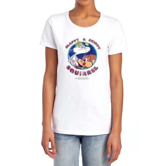 Animaniacs Slappy and Skippy Squirrel Women's T Shirt, White, Medium