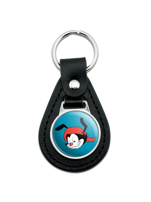 Animaniacs Wakko Head Black Leather Keychain