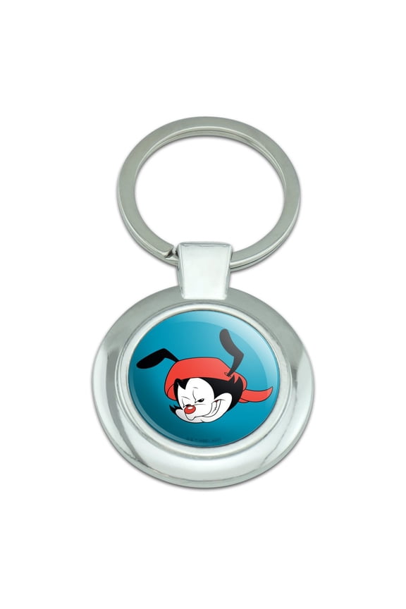 Animaniacs Wakko Head Keychain Classy Round Chrome Plated Metal