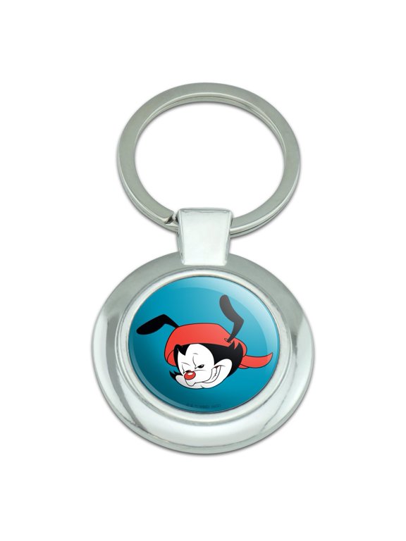 Animaniacs Wakko Head Keychain Classy Round Chrome Plated Metal